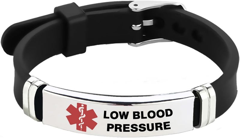 TGLS Red Medical Alert ID Bracelet for Women Men's Emergency First Aid Health Alert Laser Engraved Satinless Steel Adjustable Silicone Wristband Bracelets - Image 1